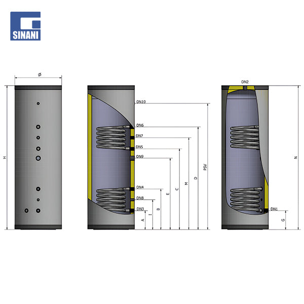 Bolitor inoksi me dy serpentina BXT