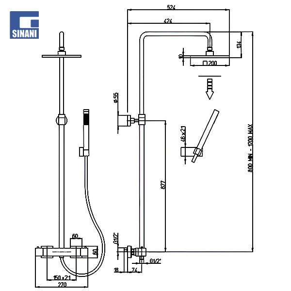 Kollonë dushi termostatike DAXR