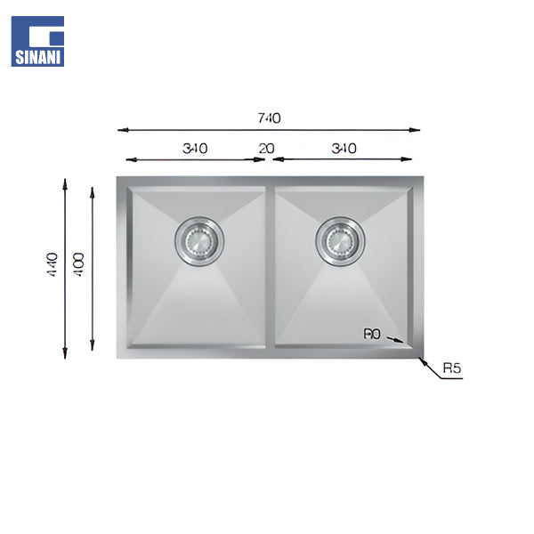 Lavapjatë inoksi Zeroline