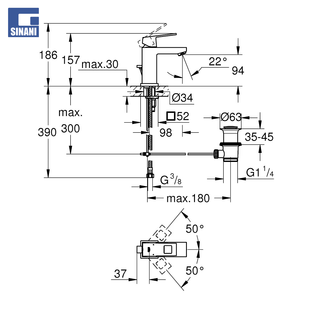 Grup lavamani Eurocube