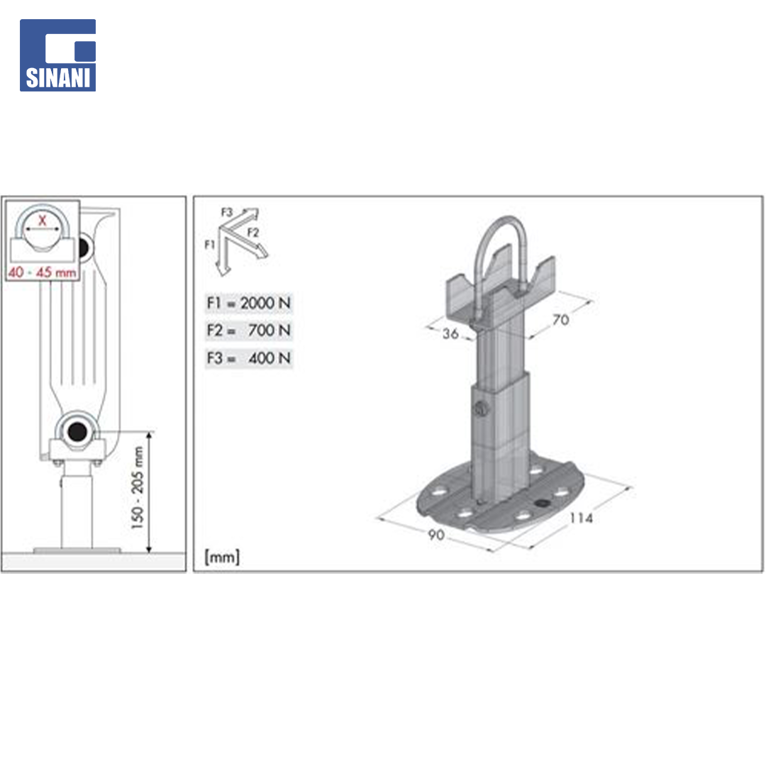 Këmbë për radiator alumini në dysheme