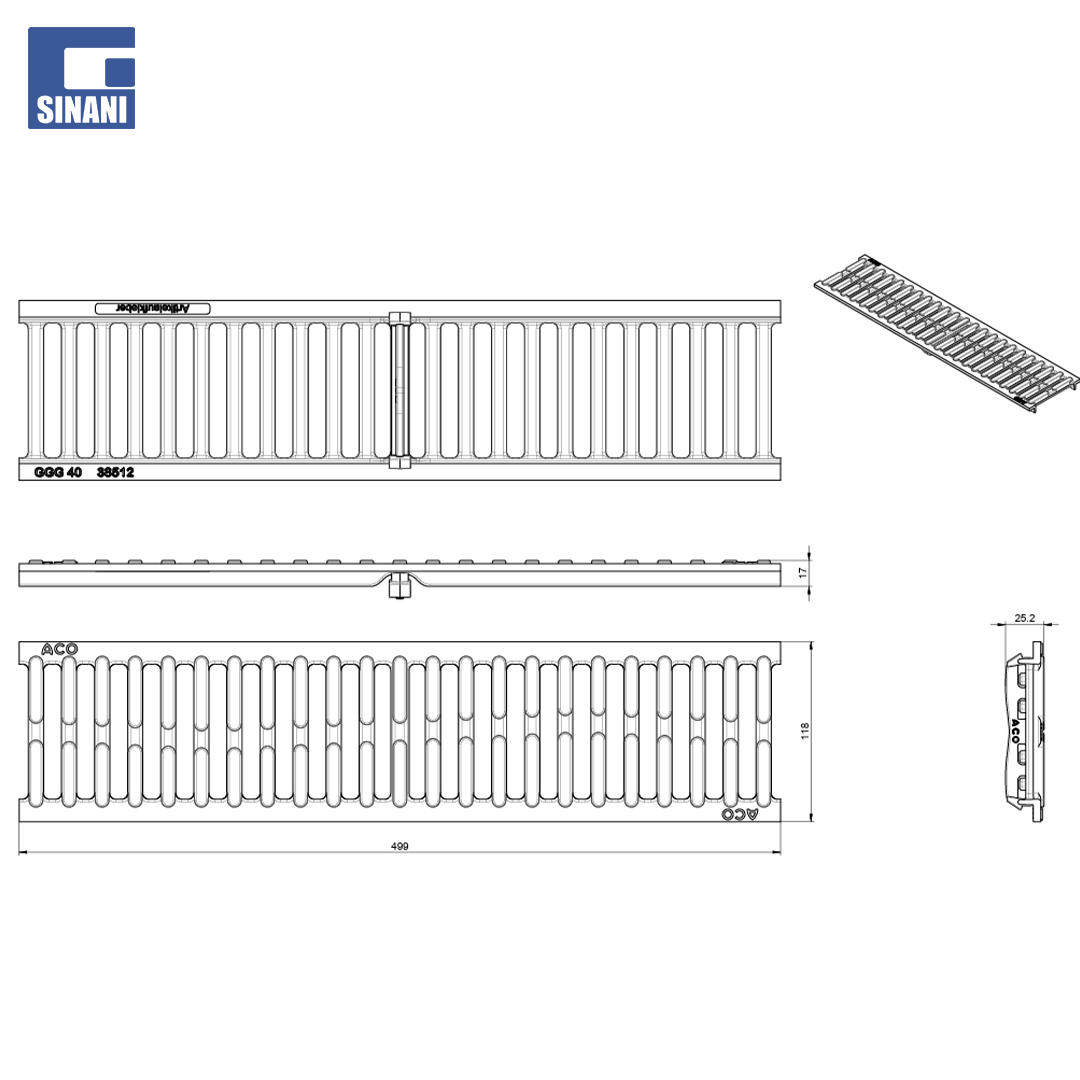Euroline grilë gize, B125, 0.5m