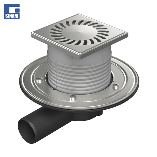 Piletë dyshemeje horizontale Ø50 me flanxhë dhe grilë inoksi Sun