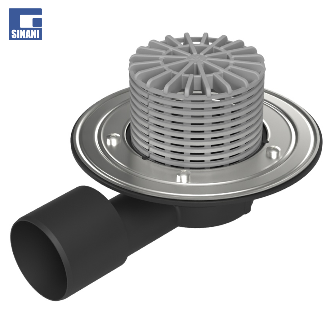 Piletë dyshemeje horizontale Ø50/75 me fllanxhë dhe grilë inoksi Sun