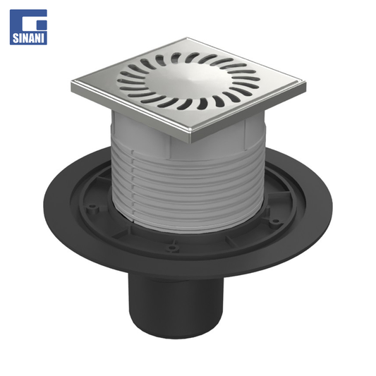 Piletë dyshemeje vertikale Ø75 me grilë inoksi Sun