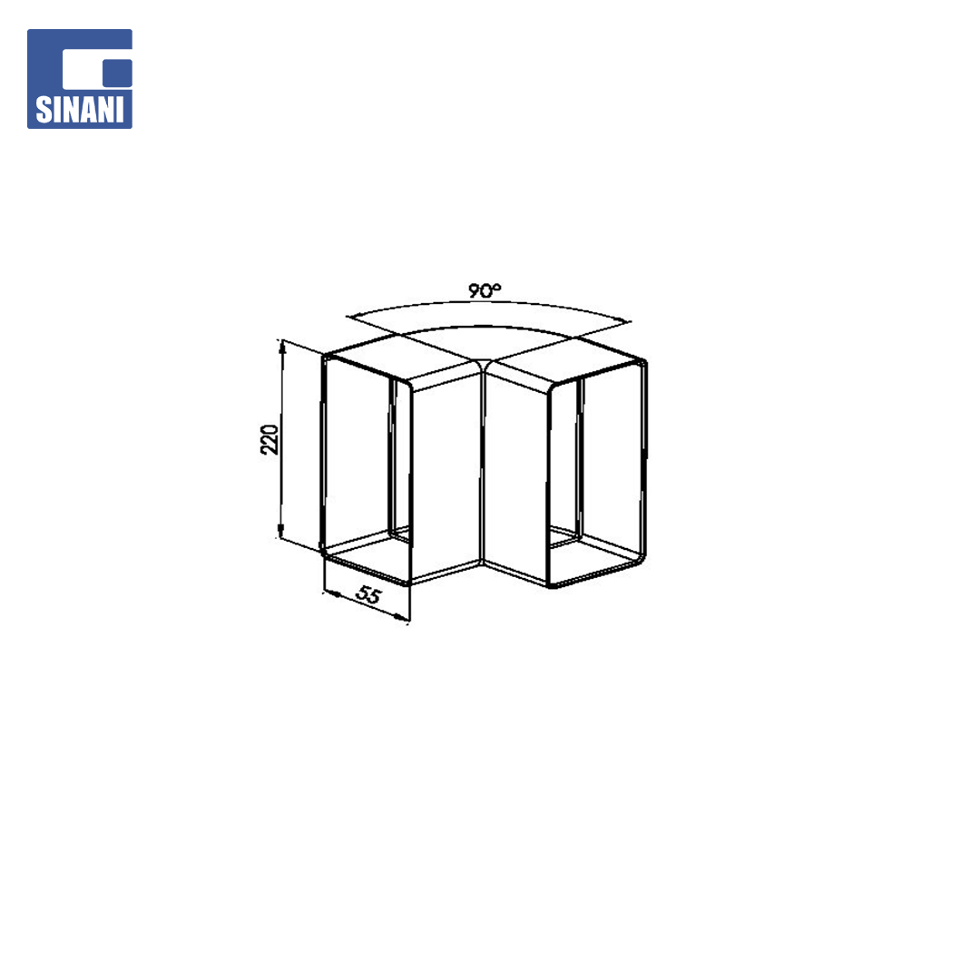 Bërryl vertikal për tuba të sheshtë