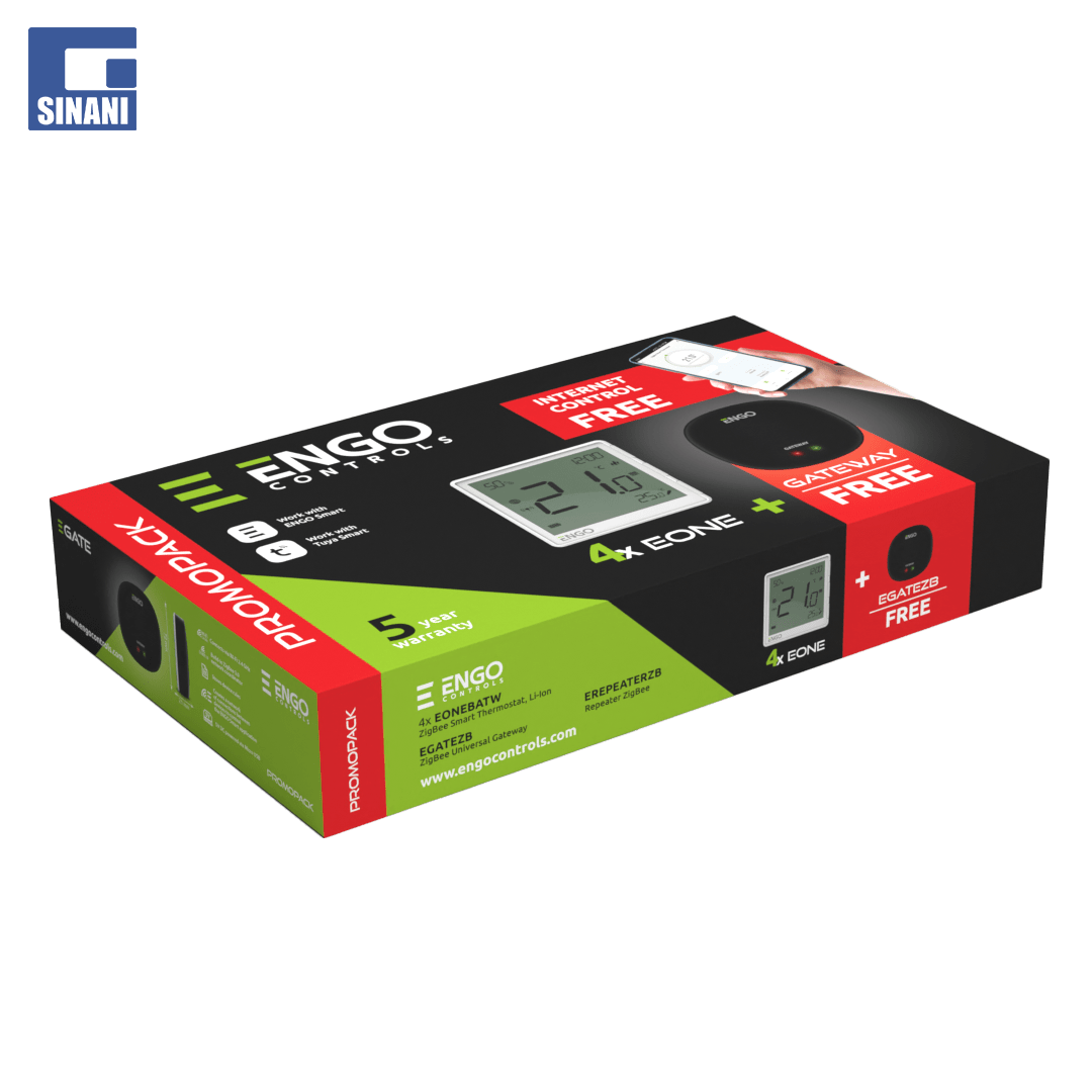 Kit 4 termostate të bardhë + modem EONE bateri W + EGATEZB ENGO