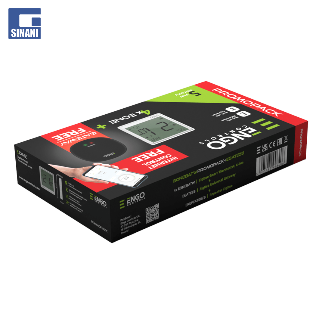 Kit 4 termostate të bardhë + modem EONE bateri W + EGATEZB ENGO
