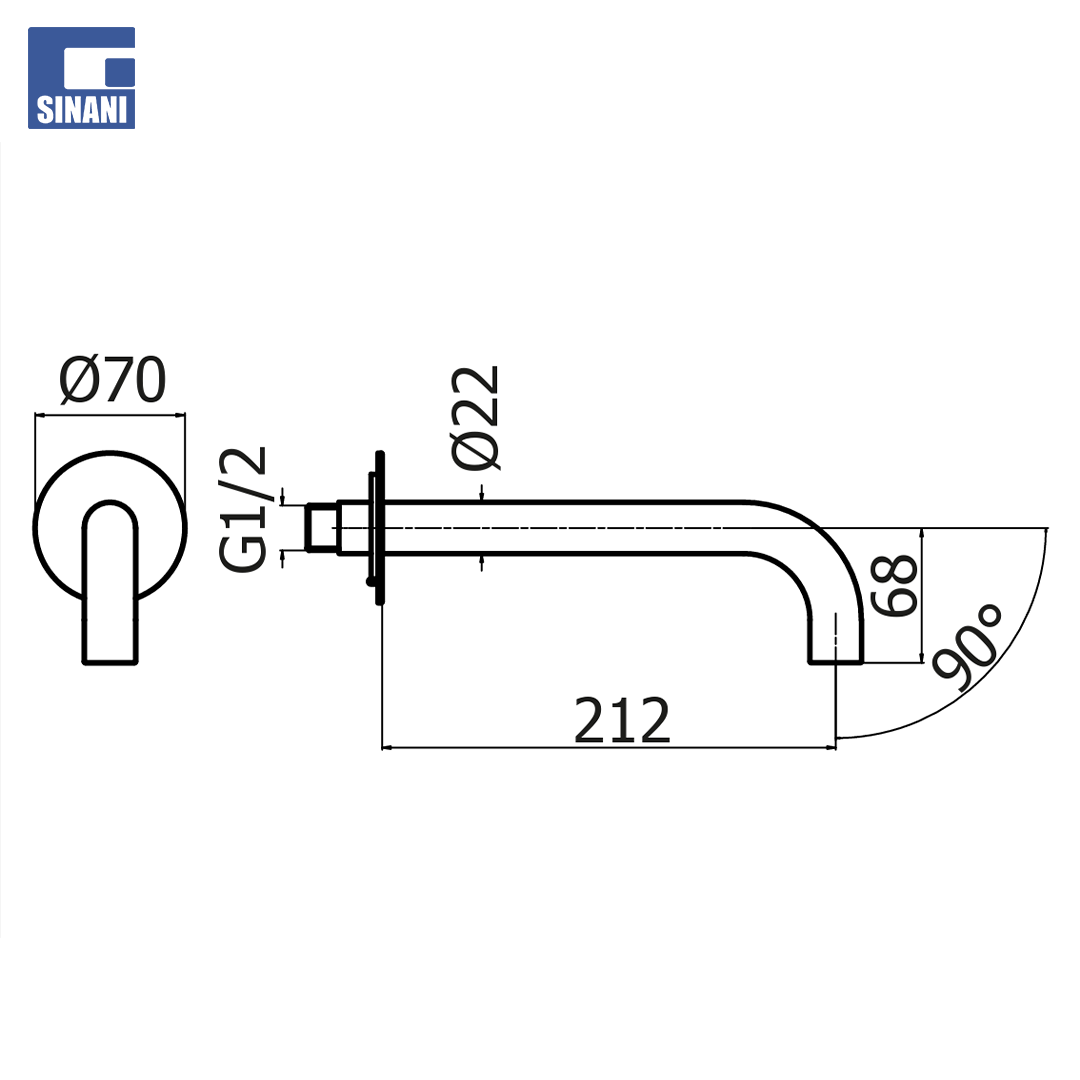 Grykë për grup lavamani muri Logica, Brushed Copper