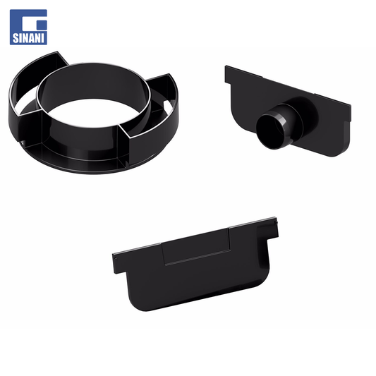Set plastik Easyline H50 për kanal 110/30, me dalje vertikale Ø100 e zezë