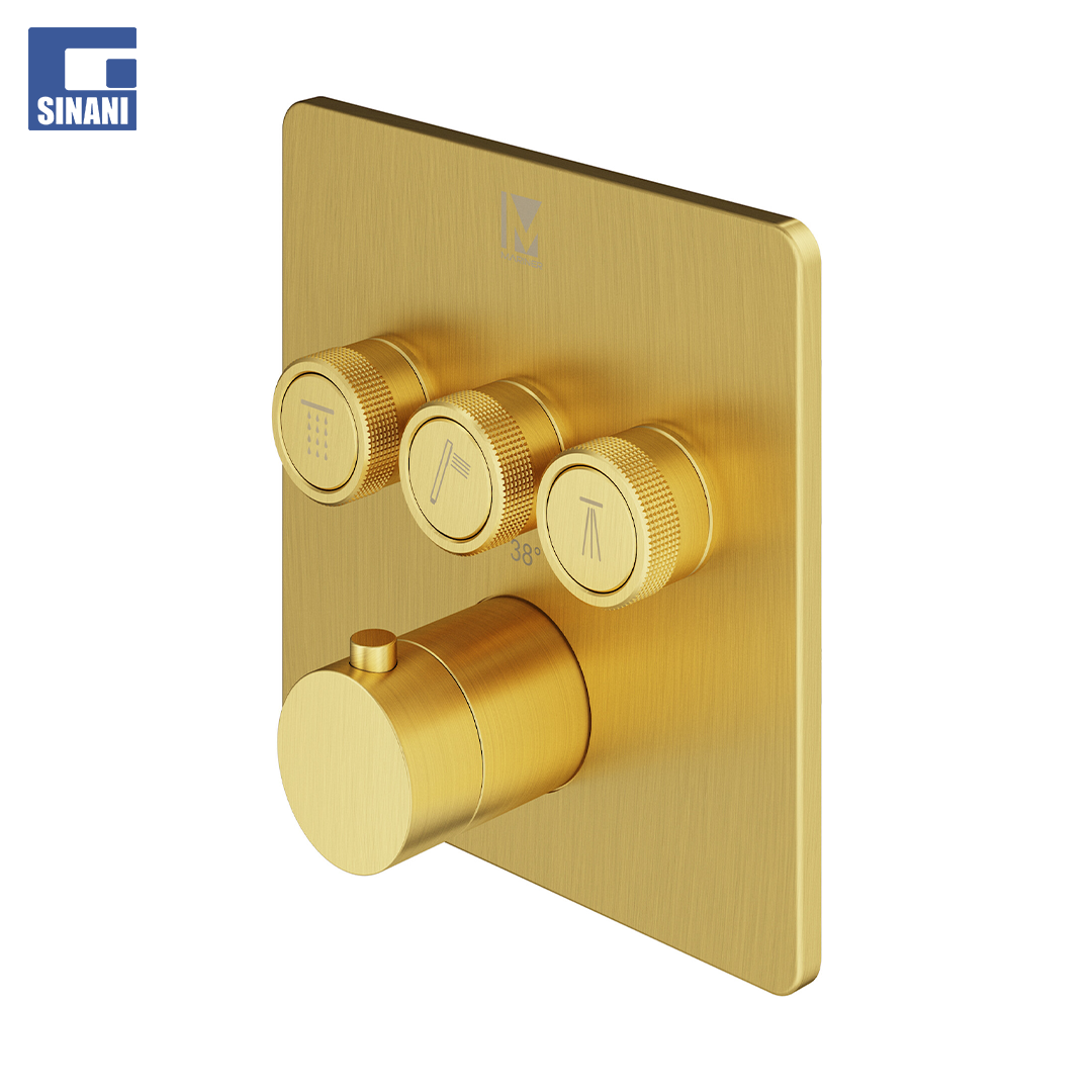 Grup dushi inkaso Eden katror me tre butona Brushed Gold