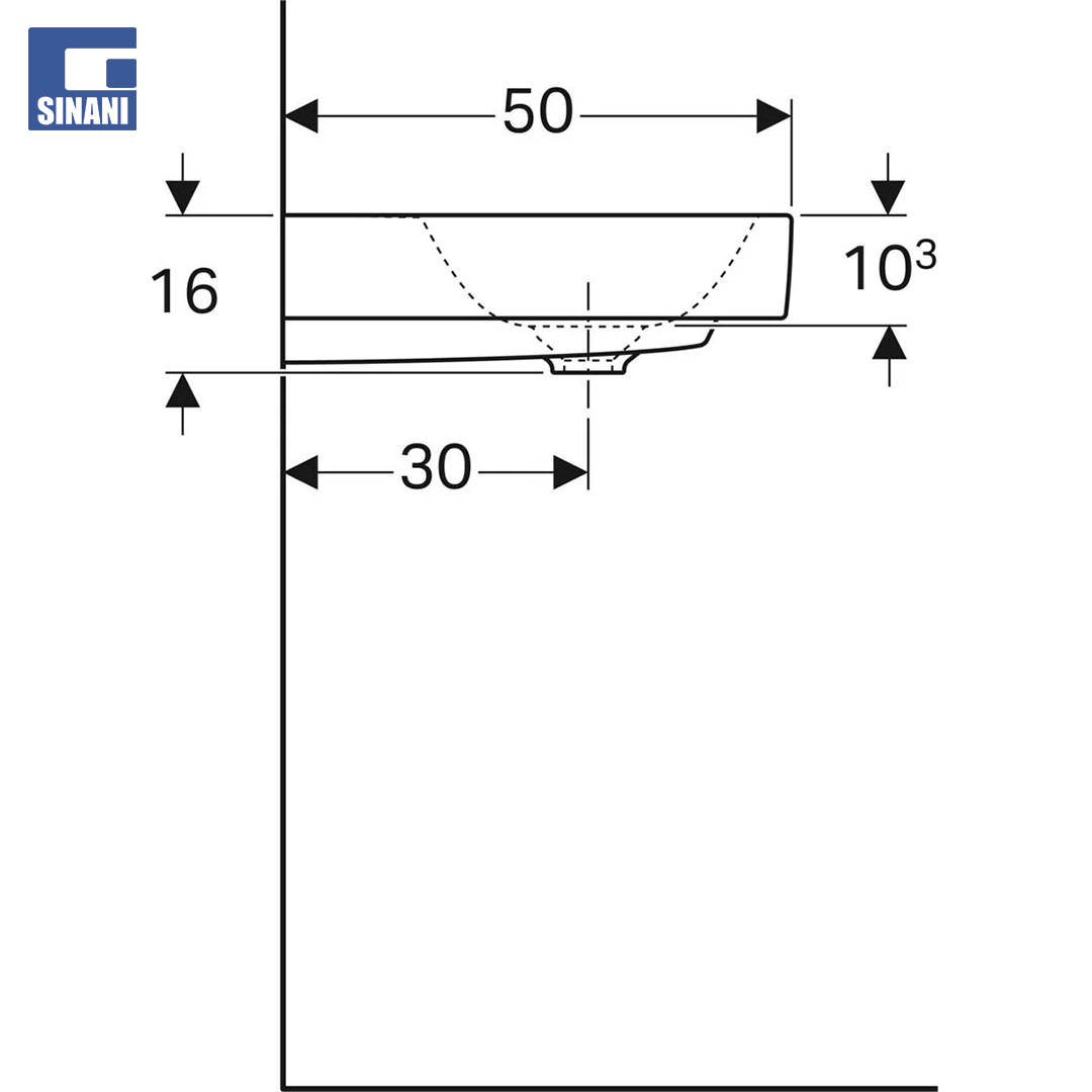 Lavaman për mobilje Citterio WH 90x50 cm (me vrimë grupi) (KeraTect)