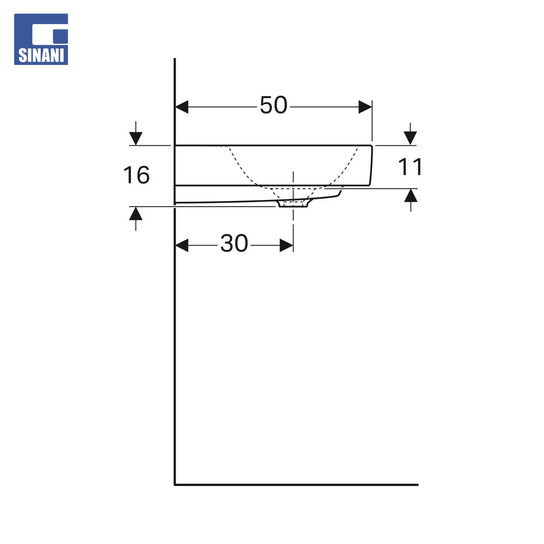 Lavaman për mobilje Citterio WH120x50 cm (me 2 vrima grupi) (KeraTect)