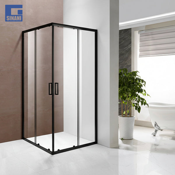 Kabinë dushi katrore Forma me xham transparent dhe profile të zeza