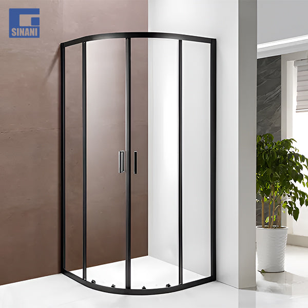 Kabinë dushi harkore Forma me xham transparent me panele të zeza