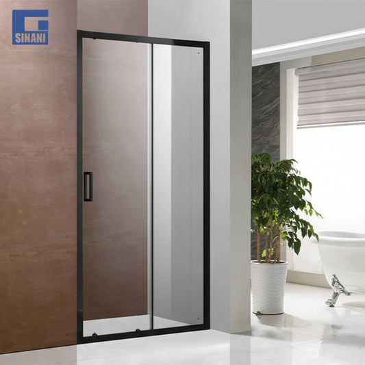 Derë xhami Linea me xham transparent me panele të zeza