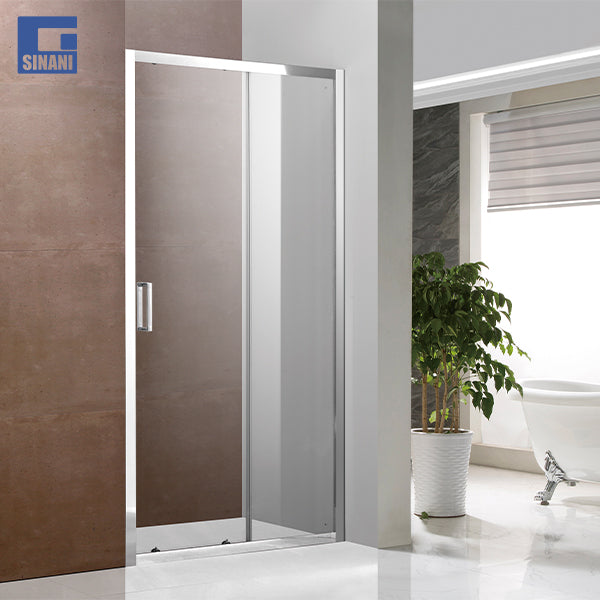 Derë xhami Linea me xham transparent me panele krom