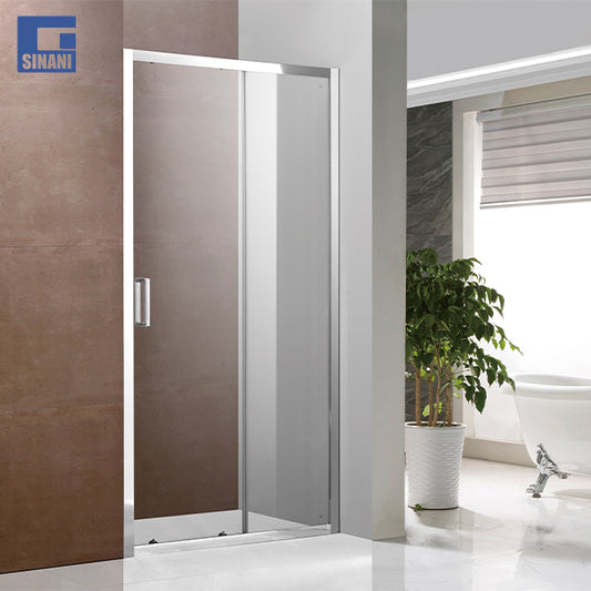 Derë xhami Linea me xham transparent me panele krom