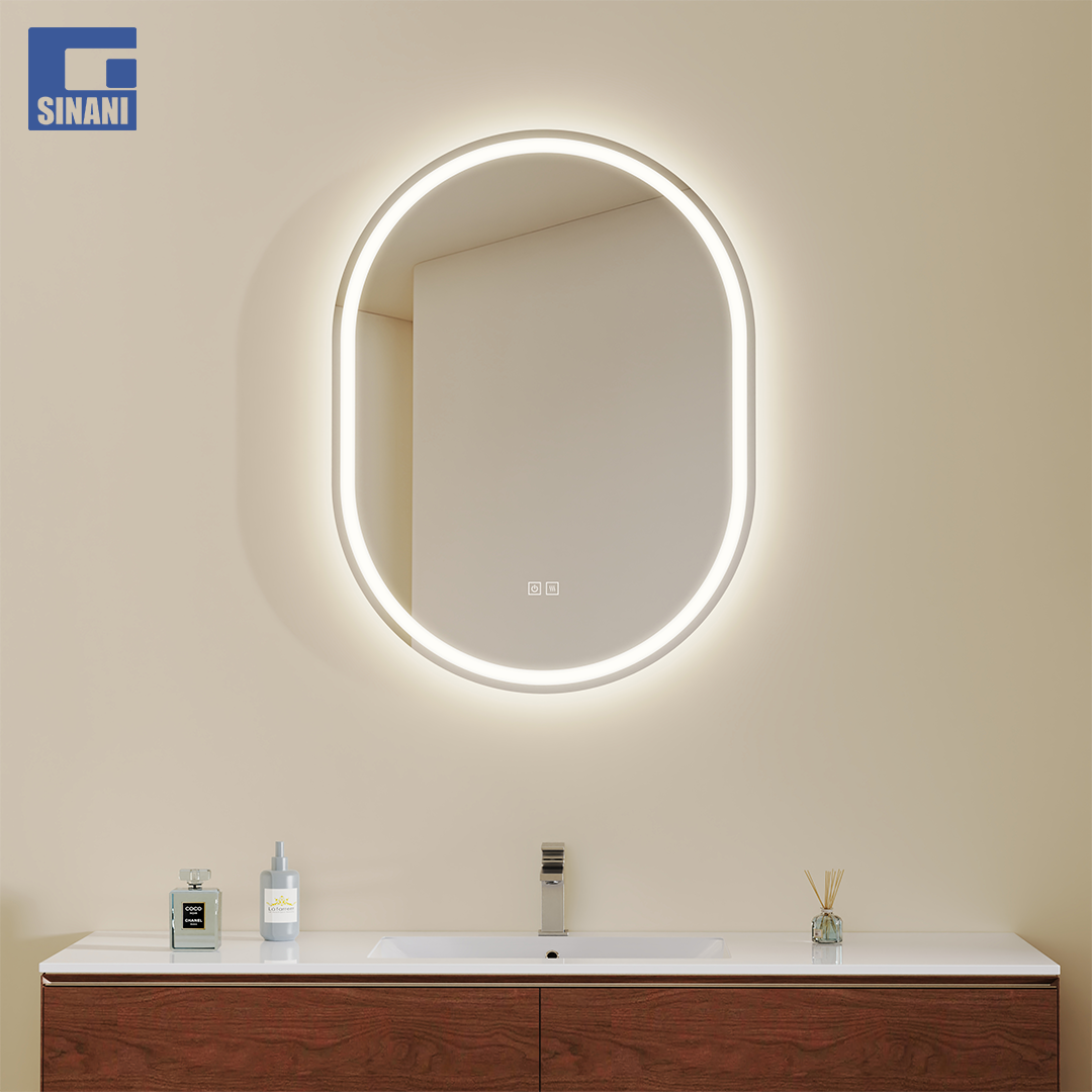 Pasqyrë LED kapsule Oval 60x80 cm, tre ngjyra, anti-fog IP44