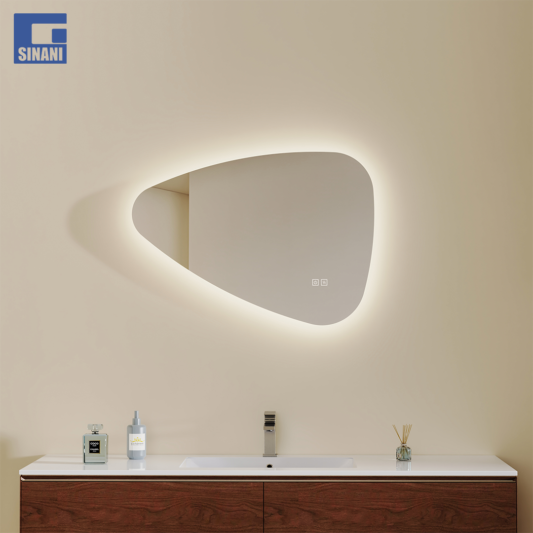 Pasqyrë LED pikë uji Shape 70x50cm, me tre ngjyra, anti-fog IP44