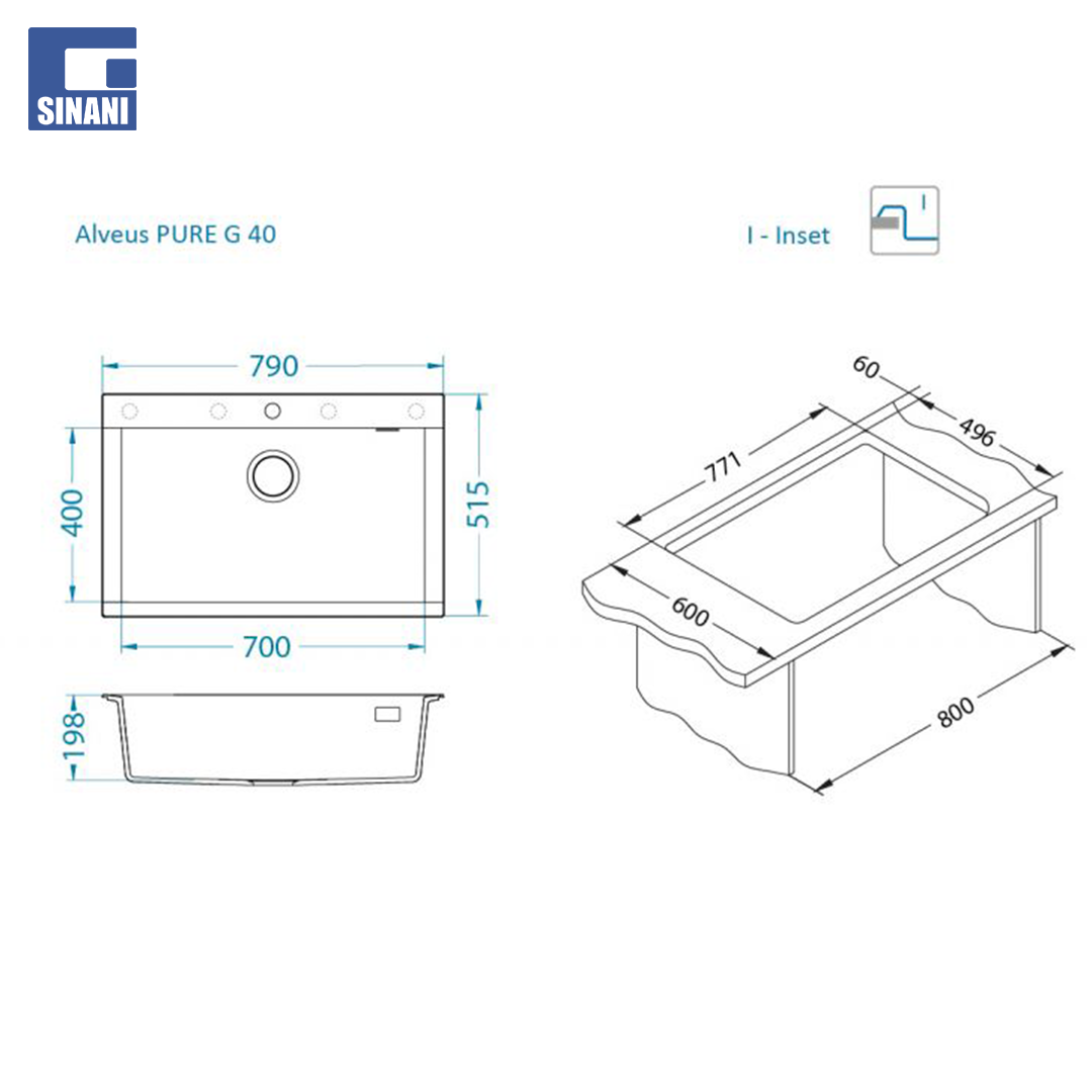 Lavapjatë graniti Pure G-40