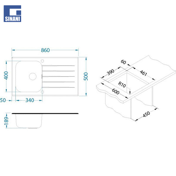 Lavapjate 1+1 Sink Glassix UP 10