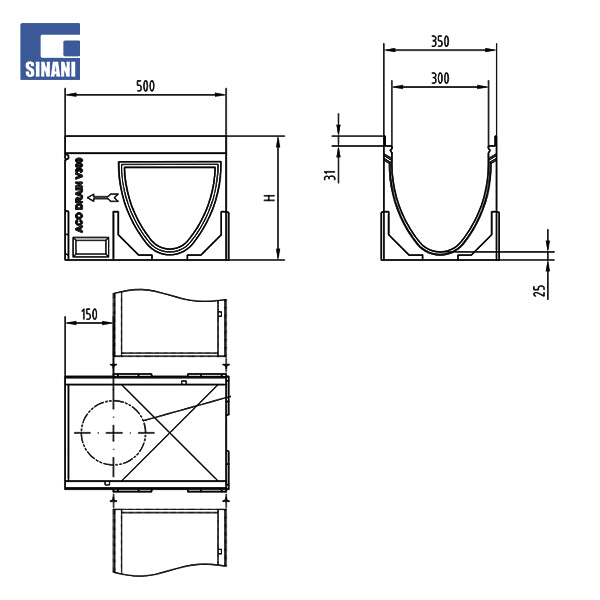 Kanaline çelik i galvanizuar V 300 ACO Multiline