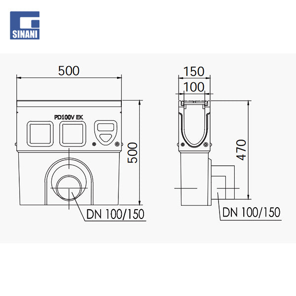 Monobllok PD100V me telaio Gize kosh per mbeturina