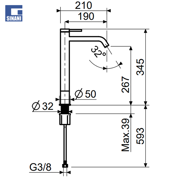 Grup lavamani i lartë Logica XL Brushed Copper