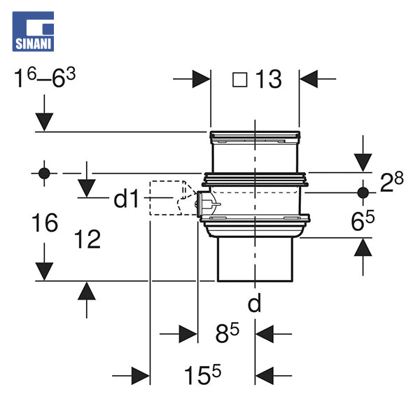Piletë shkarkimi në dysheme Vario vertikale Ø110