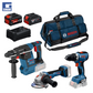 Set me vegla pune trapan GSR, smerilues GWS dhe matrapik GBH