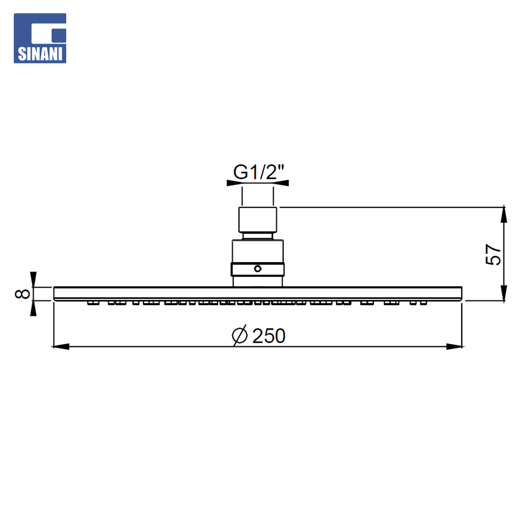 Kokë dushi rrethore Ø250 mm
