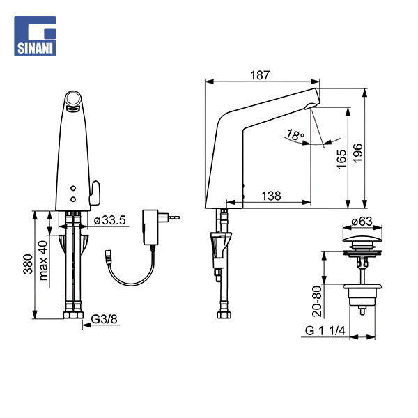 Grup lavamani me sensor me korent 9/12V me Bluetooth HansaDesigno Style