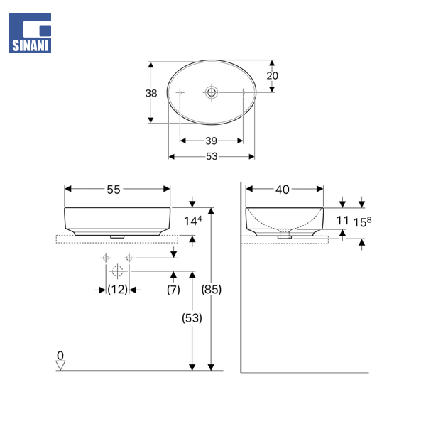 Lavaman mbi mobilje VariForm Ø55 oval