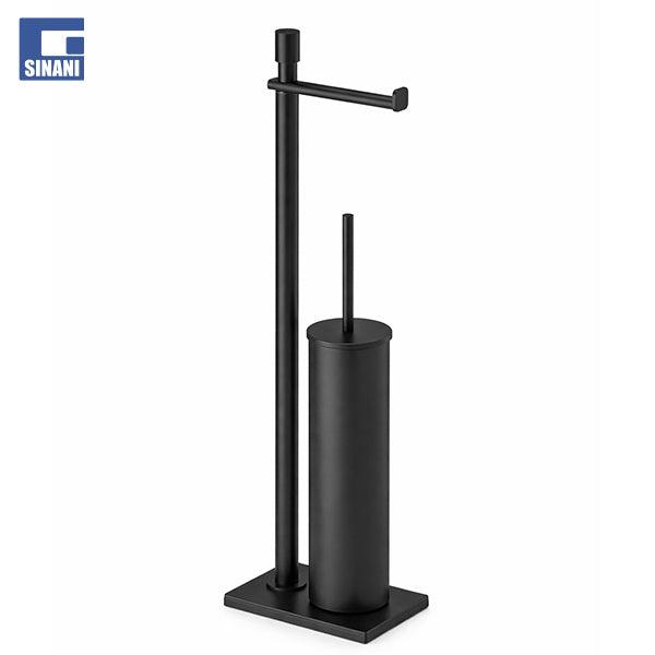 Set 2 në 1 furçë WC-je me mbajtëse letre higjienike e zezë mat