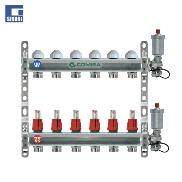 Çift kolektorësh inoksi me fluksometër dhe kit shkarkimi