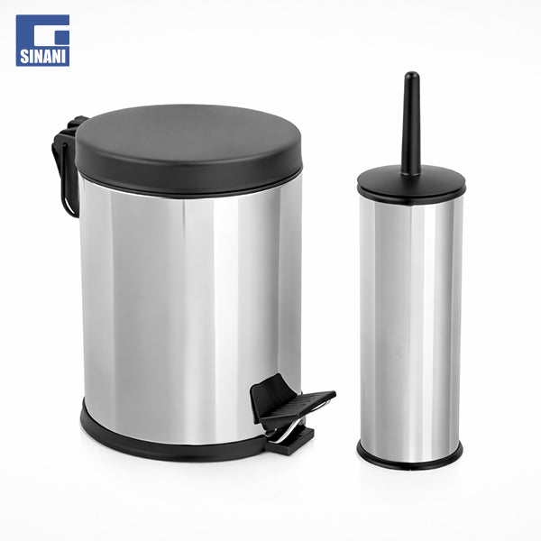 Set kosh dhe furçë WC-je krom me kapak plastik