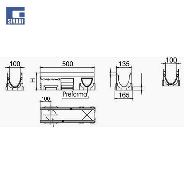 Kanaline lineare per ACO Multiline V 100