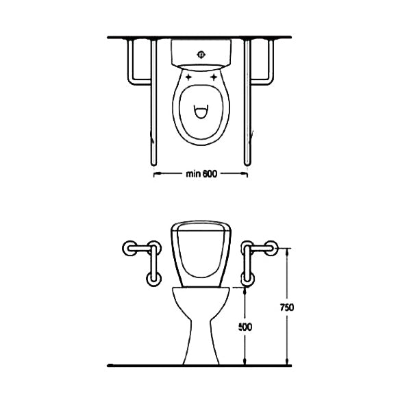 Mbështetese këndore 90° për persona me aftësi të kufizuara për WC