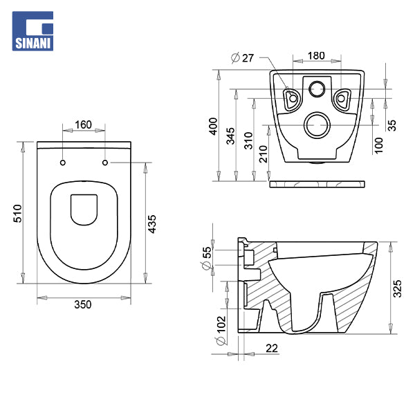 Set tualeti sospezo Rondo