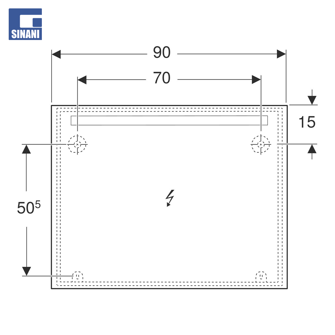 Pasqyrë tualeti Option Basic Square 90x70 me ndriçim Led