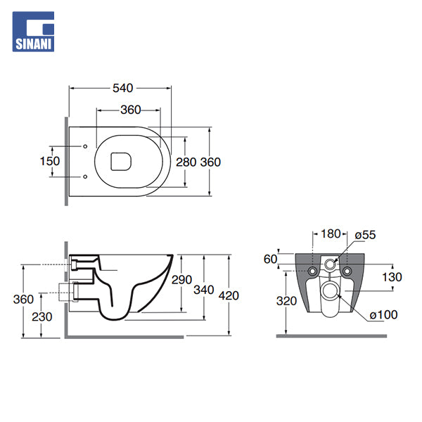 Set tualeti sospezo Easy-Clean Comoda