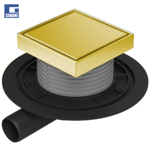 Piletë dyshemeje 125x125 mm horizontale Ø40 me kornizë dhe grilë inoksi Steel