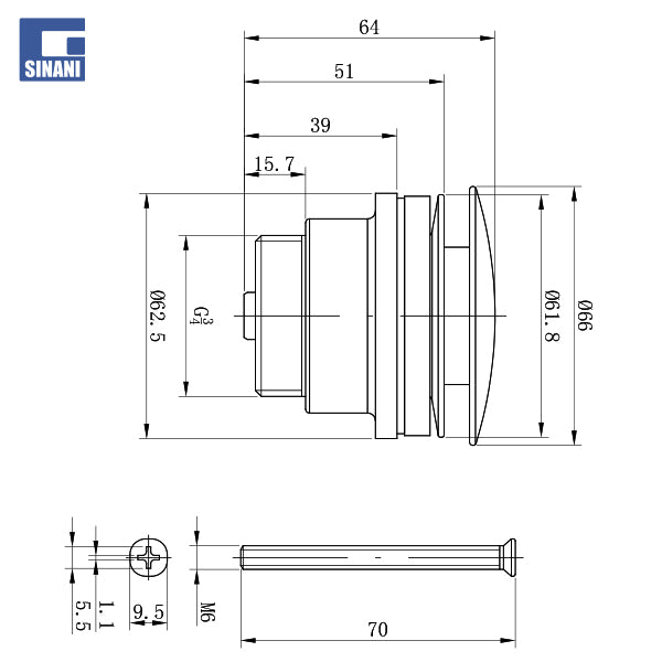 Piletë inoksi Click-Clack me vidë