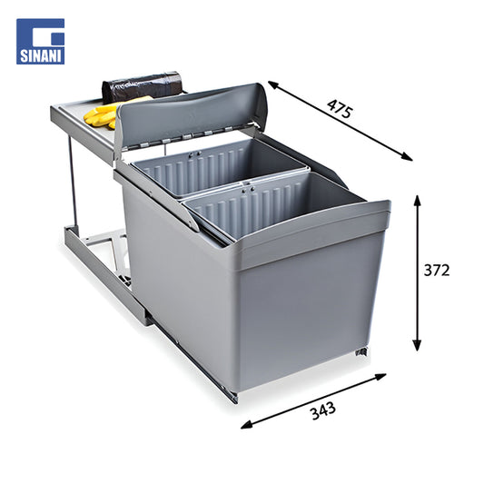 Kosh mbeturinash nën lavapjatë me ndarje 16L+16L Albio 30
